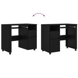 Berkfield Home Black Oak Computer Desk Black Oak Engineered wood, Metal Medium - thumbnail 9
