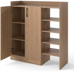 Costway Shoe Cabinet Shoe Storage Organizer w/ 4 Open Shelves-Natural in Natural - thumbnail 1