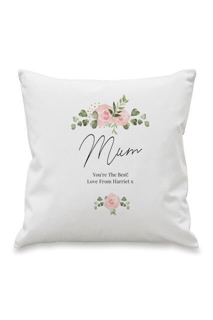 Personalised Memento Company Women's Personalised Abstract Rose Cream Cushion in White - Size: 40 cm x 40 cm - image 1