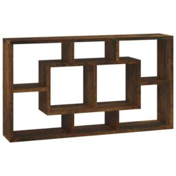 Berkfield Home Wall Display Shelf 8 Compartments Smoked Oak in Brown - thumbnail 2