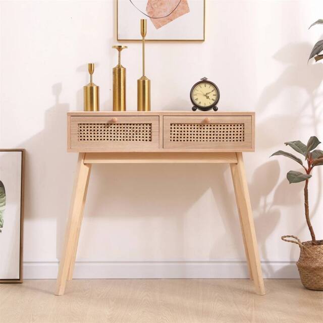 FORGEVIO 2 Drawer Console Table, Table, Bedroom Makeup Vanity Desk natural - image 1