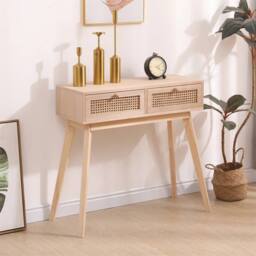 FORGEVIO 2 Drawer Console Table, Table, Bedroom Makeup Vanity Desk natural - thumbnail 2