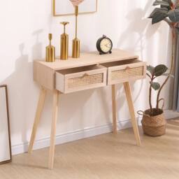 FORGEVIO 2 Drawer Console Table, Table, Bedroom Makeup Vanity Desk natural - thumbnail 3