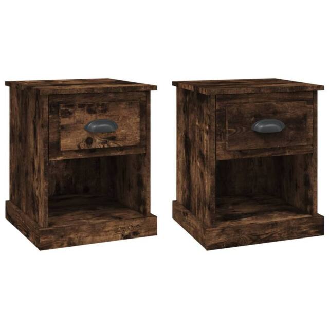 Berkfield Home Bedside Cabinets 2 pcs Smoked Oak 39x39x47.5 cm Engineered Wood in Brown - image 1