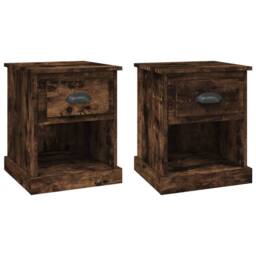 Berkfield Home Bedside Cabinets 2 pcs Smoked Oak 39x39x47.5 cm Engineered Wood in Brown - thumbnail 1