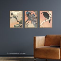 Artery8 Wall Art Print Pack of 3 A4 Ohara Koson Japan Kachō-e Bird & Flower Crow Crane Peacock Japanese Paintings Living Room s Set - thumbnail 2