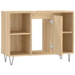 Berkfield Home Bathroom Cabinet Sonoma Oak 80x33x60 cm Engineered Wood in Brown - Size: 80 x 33 x 60 cm - thumbnail 6