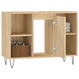 Berkfield Home Bathroom Cabinet Sonoma Oak 80x33x60 cm Engineered Wood in Brown - Size: 80 x 33 x 60 cm - thumbnail 4