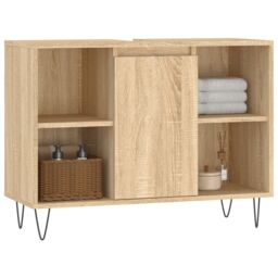 Berkfield Home Bathroom Cabinet Sonoma Oak 80x33x60 cm Engineered Wood in Brown - Size: 80 x 33 x 60 cm - thumbnail 3