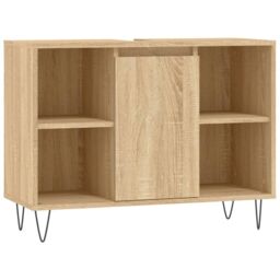 Berkfield Home Bathroom Cabinet Sonoma Oak 80x33x60 cm Engineered Wood in Brown - Size: 80 x 33 x 60 cm - thumbnail 2