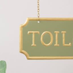 Melody Maison Gold & Sage Green Metal Wall Mounted Hanging Toilet Sign - thumbnail 6