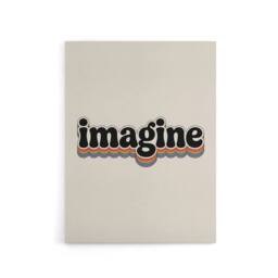 "Artery8 Imagine Colourful Retro Rainbow Font Typography Canvas Wall Art Print in Beige - Size: W18"" x H24""" - thumbnail 1