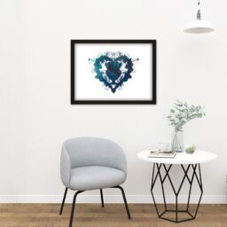 "Artery8 Wall Art Print Ink Splat Thistle Heart Large Framed Wall Décor Art in White - Size: W18"" x H24""" - thumbnail 2