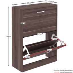Home Discount Vida Designs 2 Drawer Shoe Cabinet Storage Organizer in Walnut - thumbnail 2