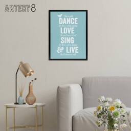 "Artery8 Dance Love Sing Live Quote Framed Canvas Wall Art Print in Blue - Size: W12"" x H16""" - thumbnail 3