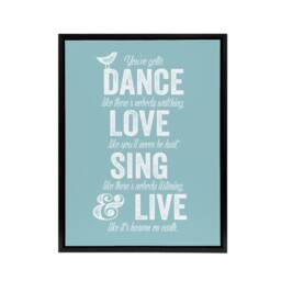 "Artery8 Dance Love Sing Live Quote Framed Canvas Wall Art Print in Blue - Size: W12"" x H16""" - thumbnail 1