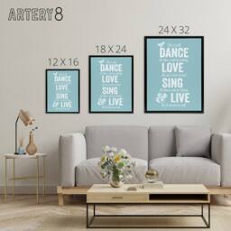 "Artery8 Dance Love Sing Live Quote Framed Canvas Wall Art Print in Blue - Size: W12"" x H16""" - thumbnail 4