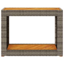 Berkfield Home Garden Side Table with Wooden Top Grey 100x40x75 cm Poly Rattan - Size: 100 x 40 x 75 cm - thumbnail 6