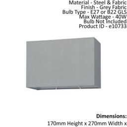 Loops Straight Sided Rectangle Lamp Shade Grey Cotton Fabric 40W E27 or B22 GLS - thumbnail 2