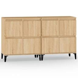 Berkfield Home Sideboards 2 pcs Sonoma Oak 60x35x70 cm Engineered Wood in Brown - Size: 60 x 35 x 70 cm - thumbnail 3