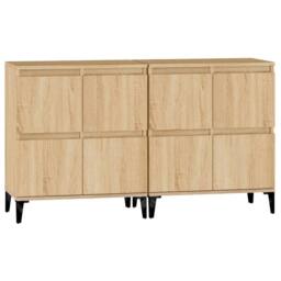 Berkfield Home Sideboards 2 pcs Sonoma Oak 60x35x70 cm Engineered Wood in Brown - Size: 60 x 35 x 70 cm - thumbnail 6