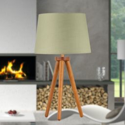 First Choice Lighting Voyage - Dark Oak Table Lamp or Bedside Light with Sage Green Shade in Brown - thumbnail 3