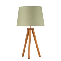First Choice Lighting Voyage - Dark Oak Table Lamp or Bedside Light with Sage Green Shade in Brown