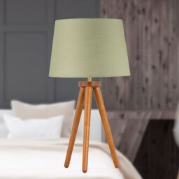First Choice Lighting Voyage - Dark Oak Table Lamp or Bedside Light with Sage Green Shade in Brown - thumbnail 4