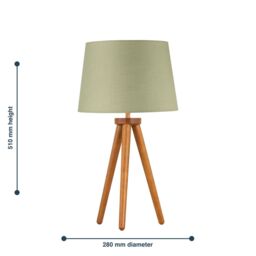 First Choice Lighting Voyage - Dark Oak Table Lamp or Bedside Light with Sage Green Shade in Brown - thumbnail 5