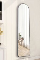 Living and Home Modern Arched Metal Floor Mirror in Black - thumbnail 6