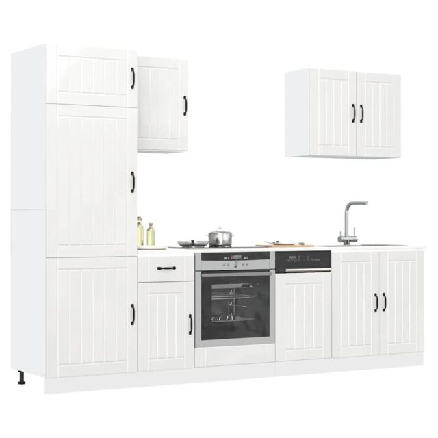 Berkfield Home 7 Piece Kitchen Cabinet Set Kalmar High Gloss White Engineered Wood - image 1