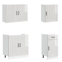 Berkfield Home 7 Piece Kitchen Cabinet Set Kalmar High Gloss White Engineered Wood - thumbnail 4