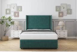 "Comfort Beds Ayla Plush Divan Base 2 Drawers - 54"" Wingback-Footboard in Emerald - Size: Small Double" - thumbnail 3