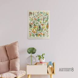 "Artery8 Millot Encyclopedia Page Flowers Plants Canvas Wall Art Print - Size: W12"" x H16""" - thumbnail 3
