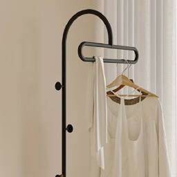 Ventryn Contemporary Iron Standing Coat Rack for Bedroom Living Room in Black - thumbnail 3