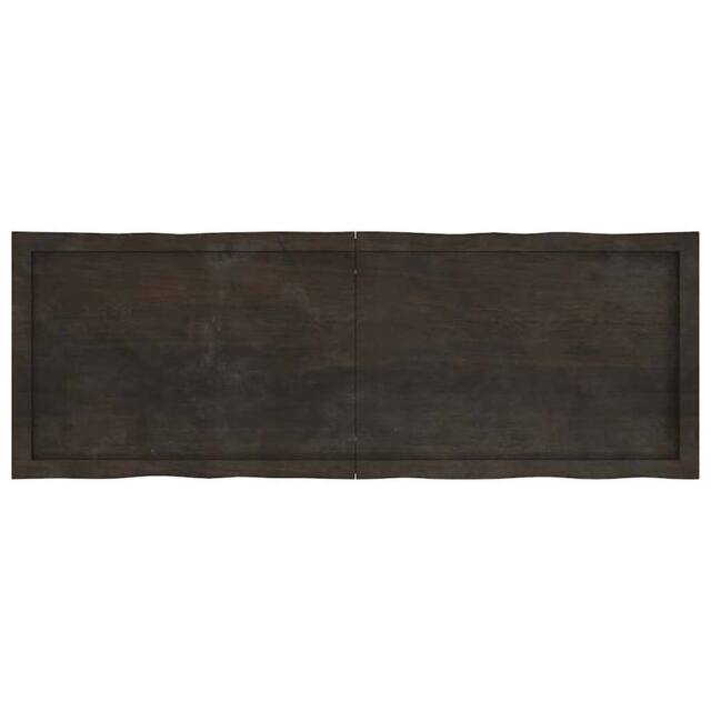 Berkfield Home Table Top Dark Grey 140x50x(2-4) cm Treated Solid Wood Live Edge in Dark Brown - image 1