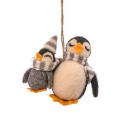 The Alphabet Gift Shop Women's Mummy & Me Penguin Christmas Decoration in Grey - thumbnail 2