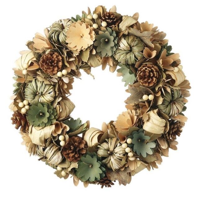 Garden Greatness Autumn Floral Pumpkin Wreath - Fall Pinecone Decor in Orange - Size: 1 Pack