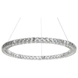 Wyld and Coco Pendant Lamp - Silver Gloss Steel LED Ring with Crystal Glass Accents - thumbnail 2