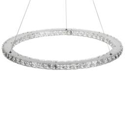 Wyld and Coco Pendant Lamp - Silver Gloss Steel LED Ring with Crystal Glass Accents - thumbnail 4