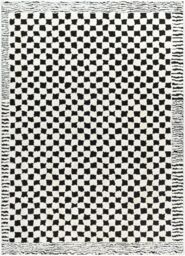 Livabliss Freud-Modern Ivory Black Brown High Pile Checkered Living Dining Rug - Size: 200 cm x 275 cm - thumbnail 2