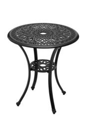 Garden Sanctuary Outdoor Garden Cast Aluminum Dining Table with 2 PE Stacking Chairs in Black - thumbnail 3
