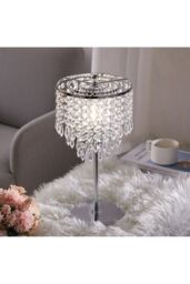 Living and Home Small Crystal Table Lamp with Round Base - thumbnail 4