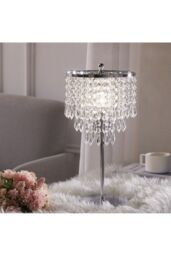 Living and Home Small Crystal Table Lamp with Round Base - thumbnail 3