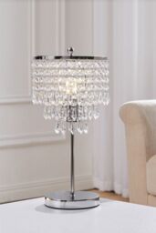 Living and Home Small Crystal Table Lamp with Round Base - thumbnail 1