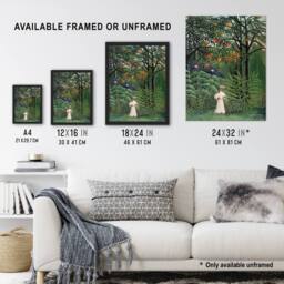 "Artery8 Woman Walking in an Exotic Forest Rousseau Framed Wall Art Print in Green - Size: W12"" x H16""" - thumbnail 3