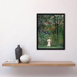 "Artery8 Woman Walking in an Exotic Forest Rousseau Framed Wall Art Print in Green - Size: W12"" x H16""" - thumbnail 4