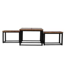 Jaipur Furniture Ltd Parquet Coffee Table with Stool - Mango Wood/Iron - L60xW120xH41.5 cm in Brown - thumbnail 3