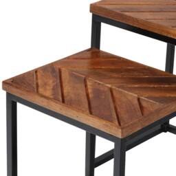 Jaipur Furniture Ltd Parquet Coffee Table with Stool - Mango Wood/Iron - L60xW120xH41.5 cm in Brown - thumbnail 4