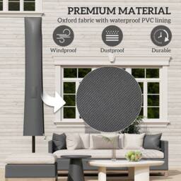 OUTSUNNY Parasol Umbrella Cover, Outdoor Protector for Garden, Grey - thumbnail 4